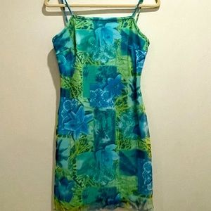 Y2k mesh Hawaii print mini dress